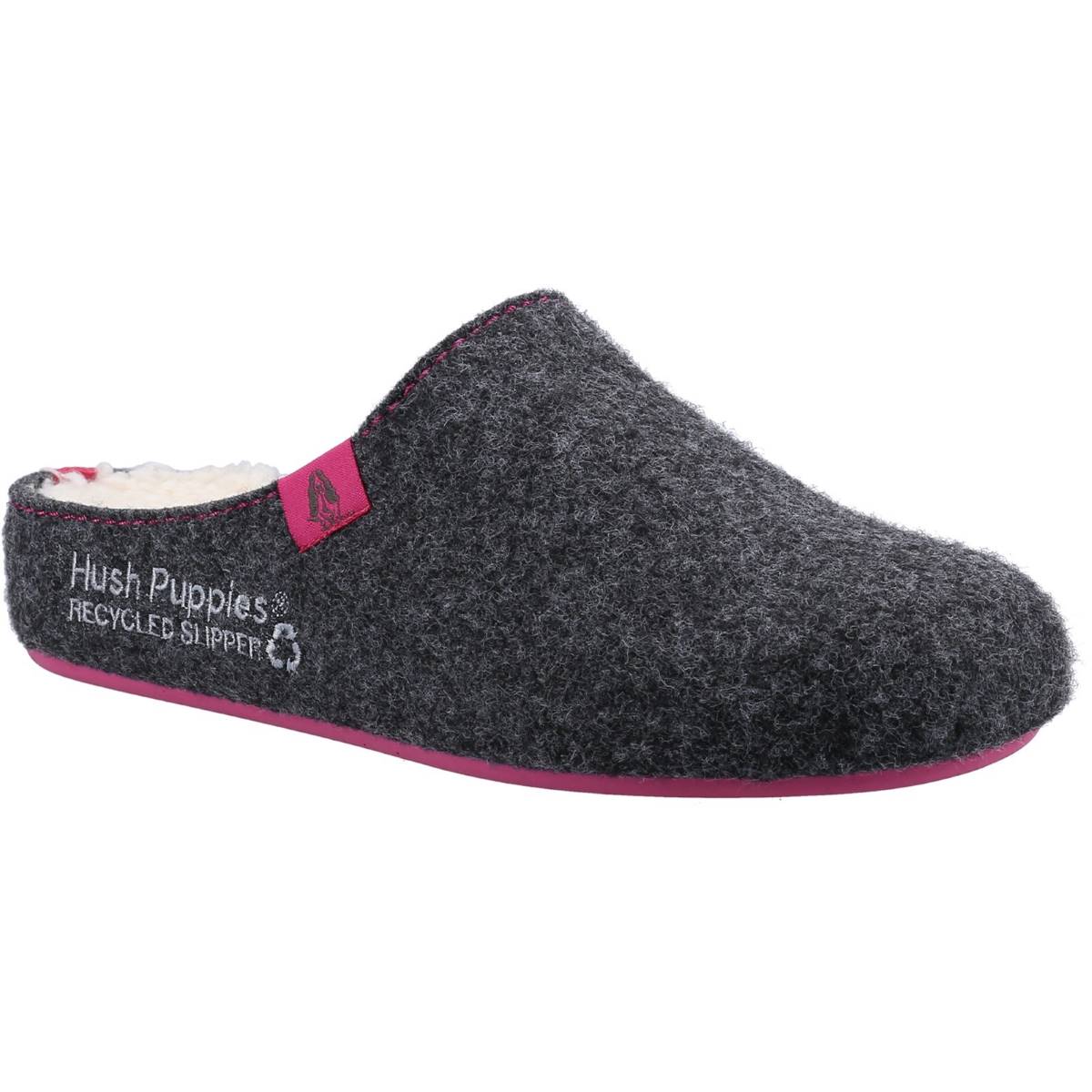 Hush Puppies The Good Slipper Charcoal Womens slippers HPW1000-189-4 in a Plain Textile in Size 5